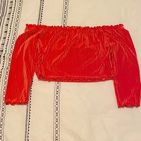 Leith Vibrant Red Ruffled Top - Picture 3 of 4